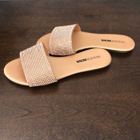 Rose Gold Slide Flats - Picture 2 of 4